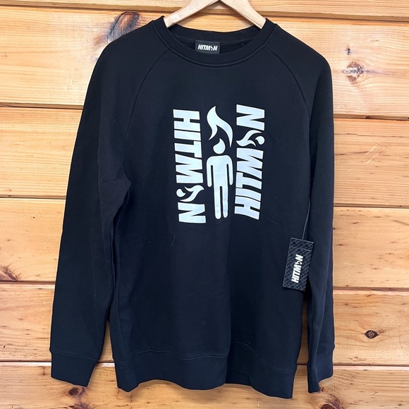 NWT HITMAN Black W White Logo Long Sleeve Men’s Sweatshirt M